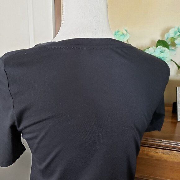 Zara Basic Soft Black Tee with Hip Scarf Midi Dress womens S small Crew Neck - Picture 8 of 10